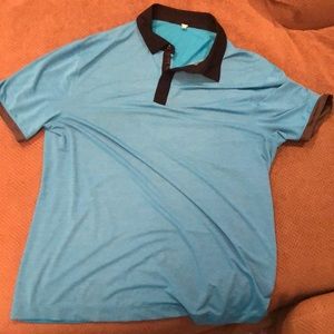 Lululemon teal polo size large, black collar